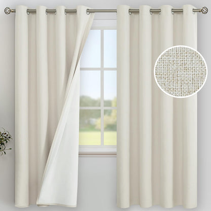 YoungsTex Black Blackout Curtains for Bedroom, Thermal Drapes Heat Blocking
