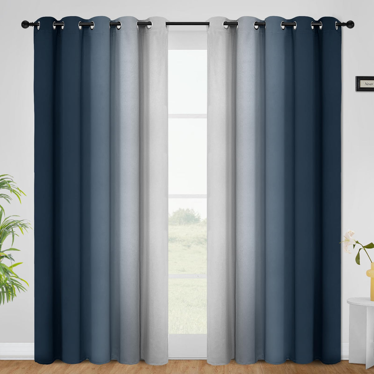 COSVIYA Grommet Room Darkening Ombre Purple Curtains W52xL63 inch