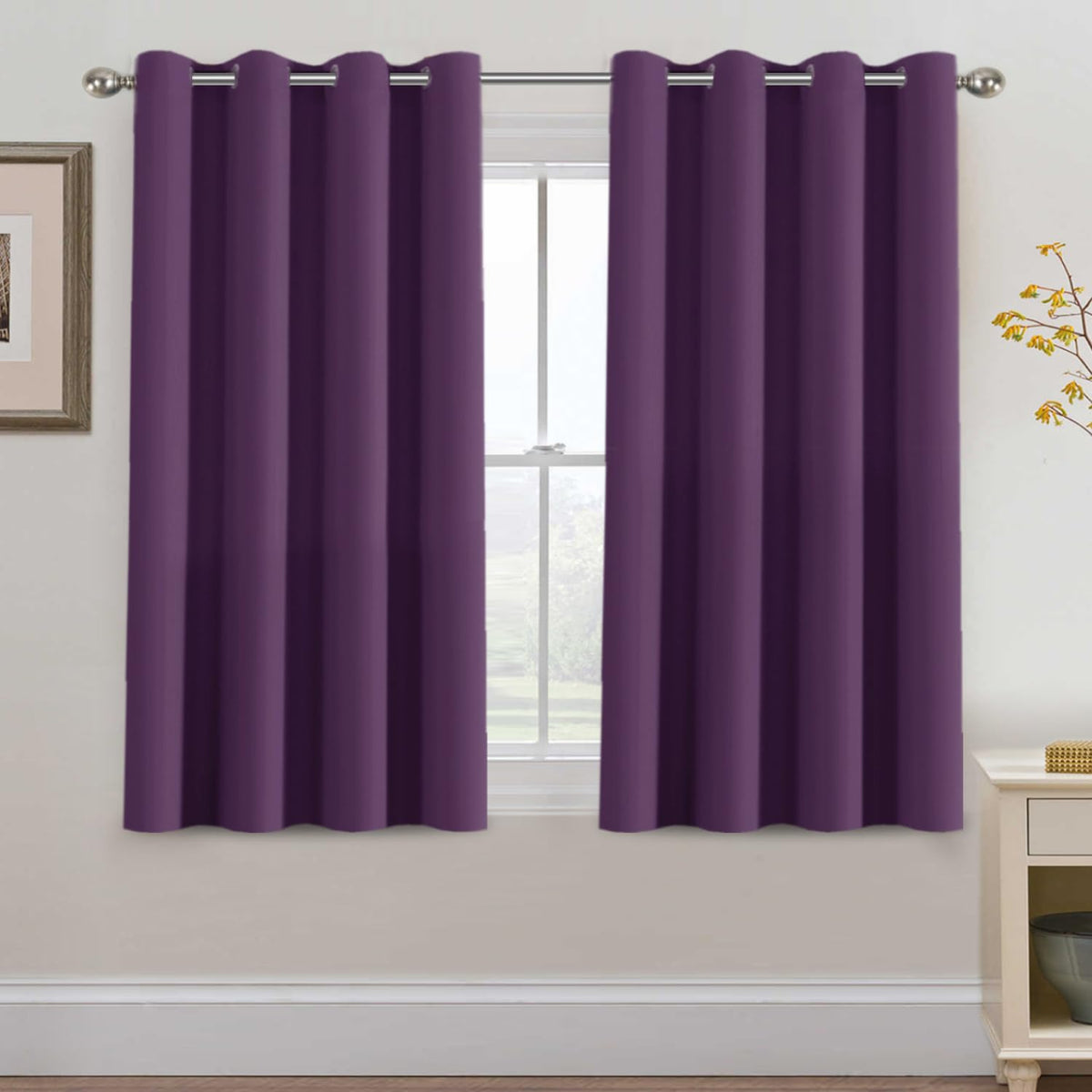 H.VERSAILTEX 100% Blackout Curtains for Bedroom Black Out Curtains 96 inch Thermal Insulated Long Blackout Curtains for Living Room, Energy Saving Curtains for Patio Door Grommet (1 Panel, Jet Black)