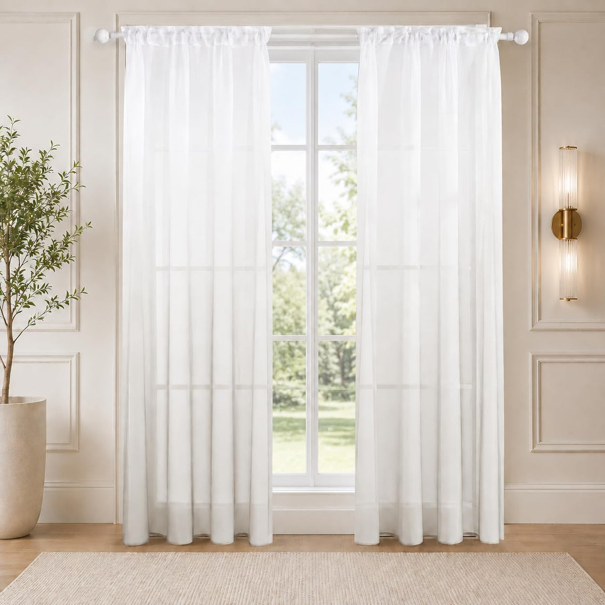 Deconovo Light Filtering Sheer Curtains 72 Inches Long for Living Room