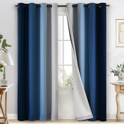 COSVIYA Grommet Room Darkening Ombre Purple Curtains W52xL63 inch