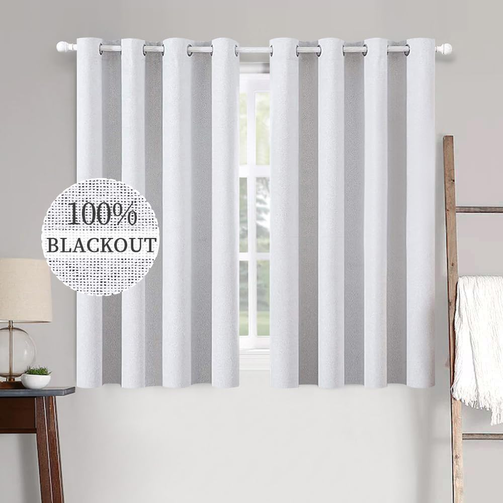 MIULEE 100% Blackout Linen Curtains for Bedroom 52x84 Inches Natural Beige