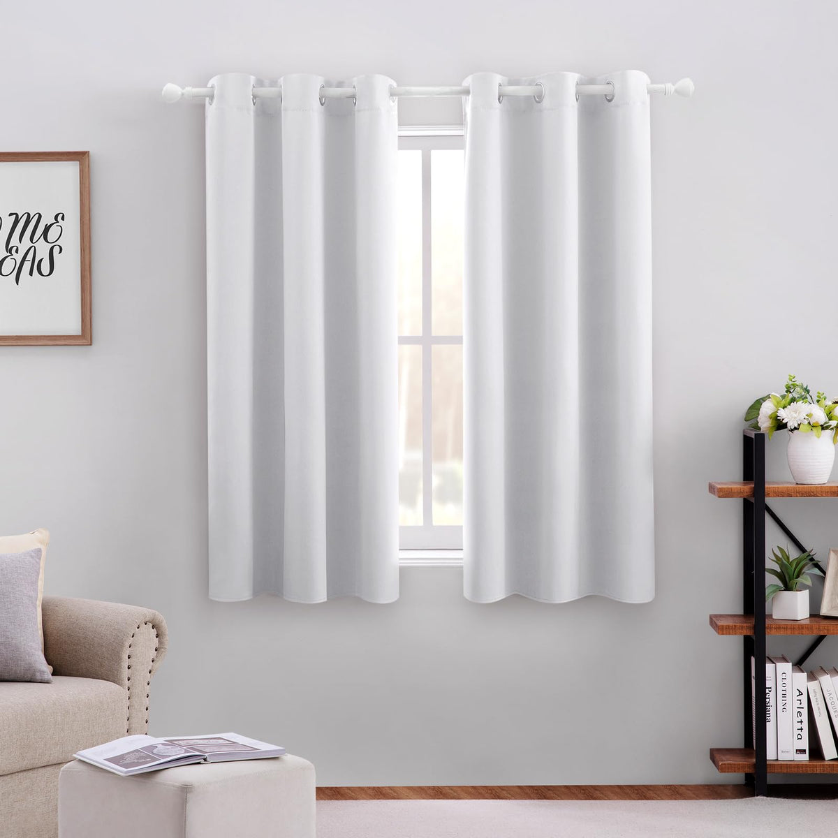 HOMEIDEAS Blackout Curtains for Bedroom 52 X 84 Inch Long 2 Panels Set Light Grey/Gray Room Darkening Curtains/Drapes, Soundproof Thermal Grommet Window Curtains for Living Room