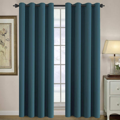 H.VERSAILTEX 100% Blackout Curtains for Bedroom Black Out Curtains 96 inch Thermal Insulated Long Blackout Curtains for Living Room, Energy Saving Curtains for Patio Door Grommet (1 Panel, Jet Black)