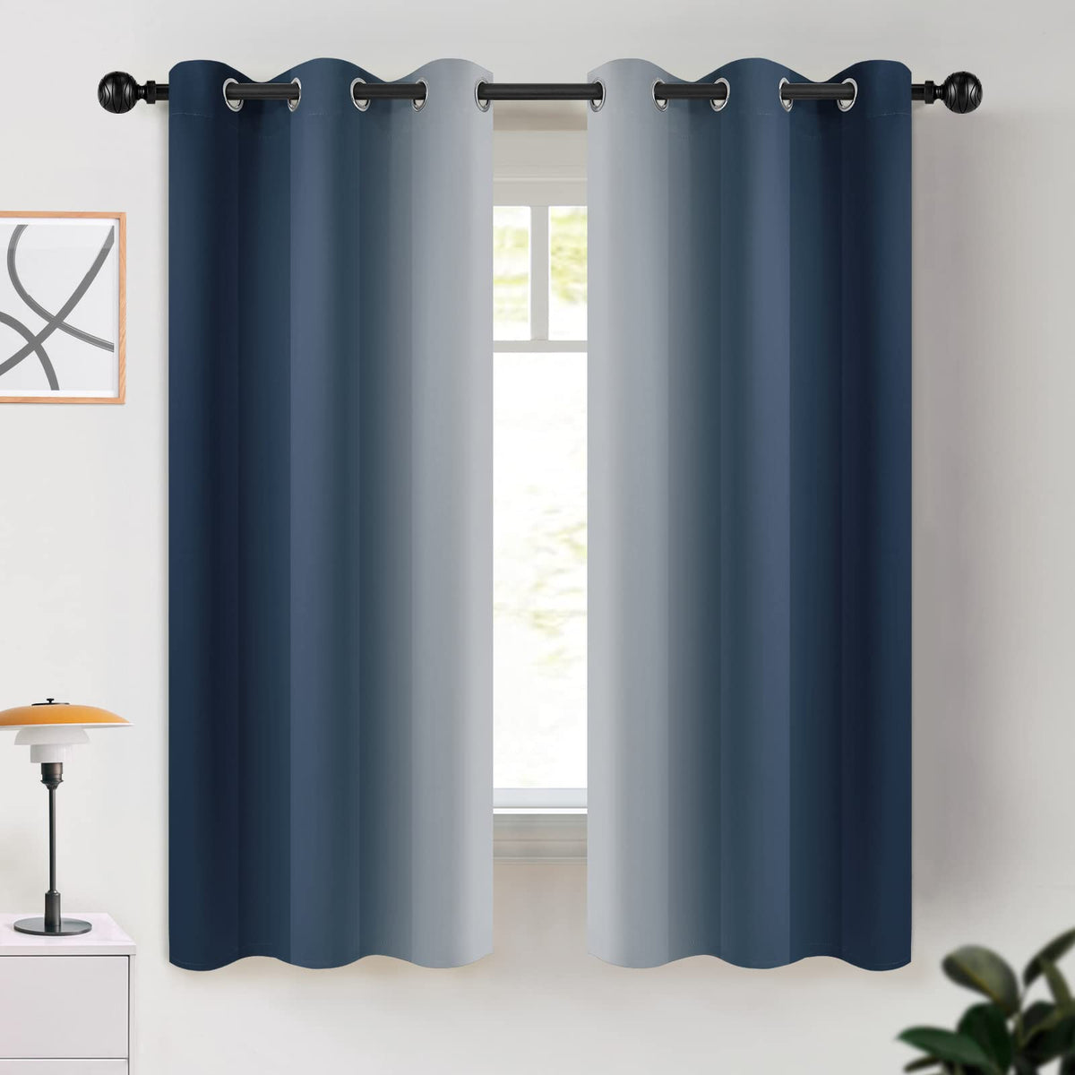 COSVIYA Grommet Room Darkening Ombre Purple Curtains W52xL63 inch