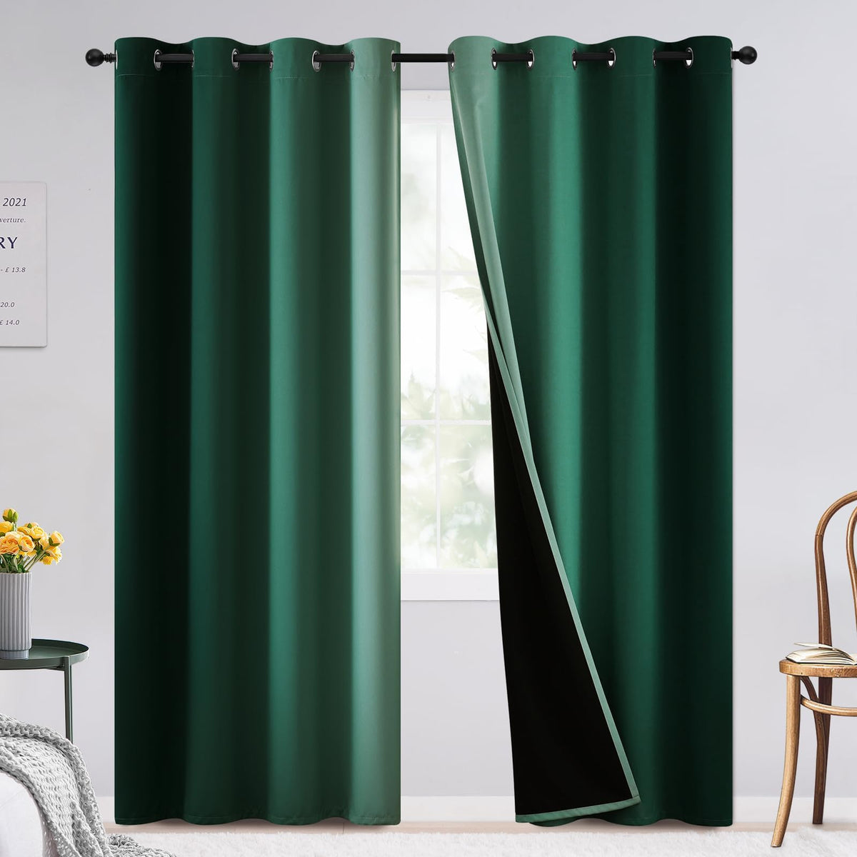 SimpleHome Ombre Black to Grey White Curtains for Living Room 52Wx84L