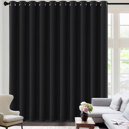 H.VERSAILTEX 100% Blackout Curtains for Bedroom Black Out Curtains 96 inch Thermal Insulated Long Blackout Curtains for Living Room, Energy Saving Curtains for Patio Door Grommet (1 Panel, Jet Black)