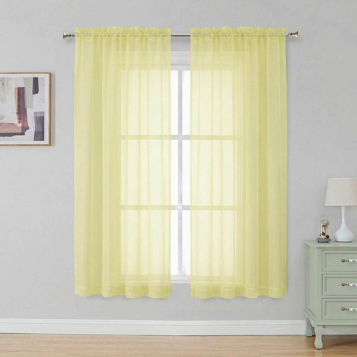 Simplebrand Black Sheer Curtains 84 Inches Long 2 Panels for Living Room