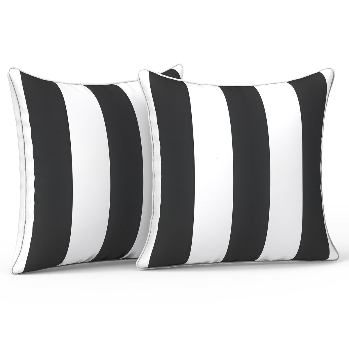 LVTXIII Set of 2 Patio Lumbar Pillows, 12" x 20" Fade Resistant Outdoor Lumbar Pillow with Inners, Fluffy Decorative Garden Lumbar Cushions for Home Patio Coach Sofa Use, Jacobean Black