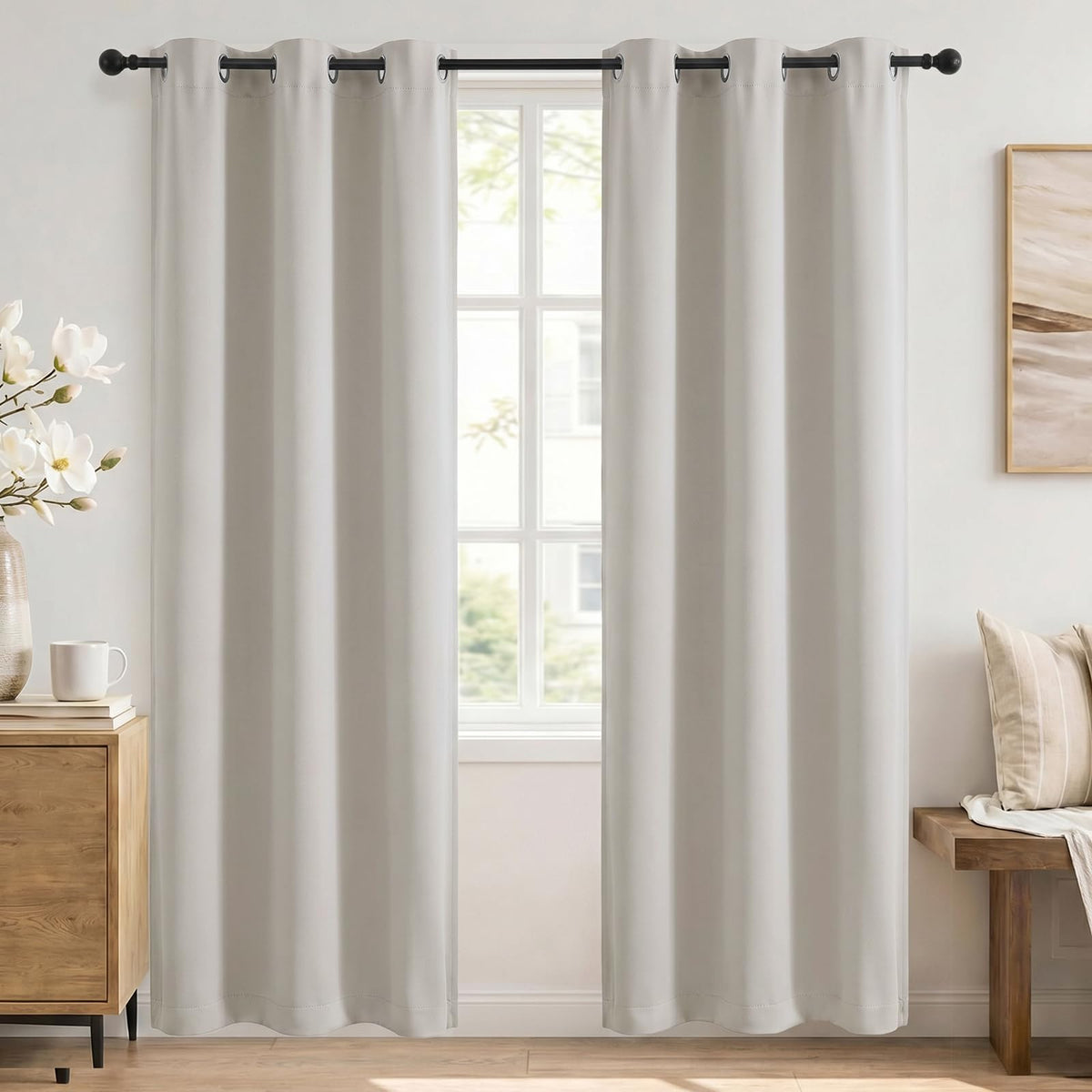 Simplebrand Sage Green Blackout Curtains 84 Inch Length 2 Panels Set for Bedroom/Living Room, Solid Room Darkening Thermal Insulated Grommet Energy Saving Window Treatment Drapes, Each 52" Wide