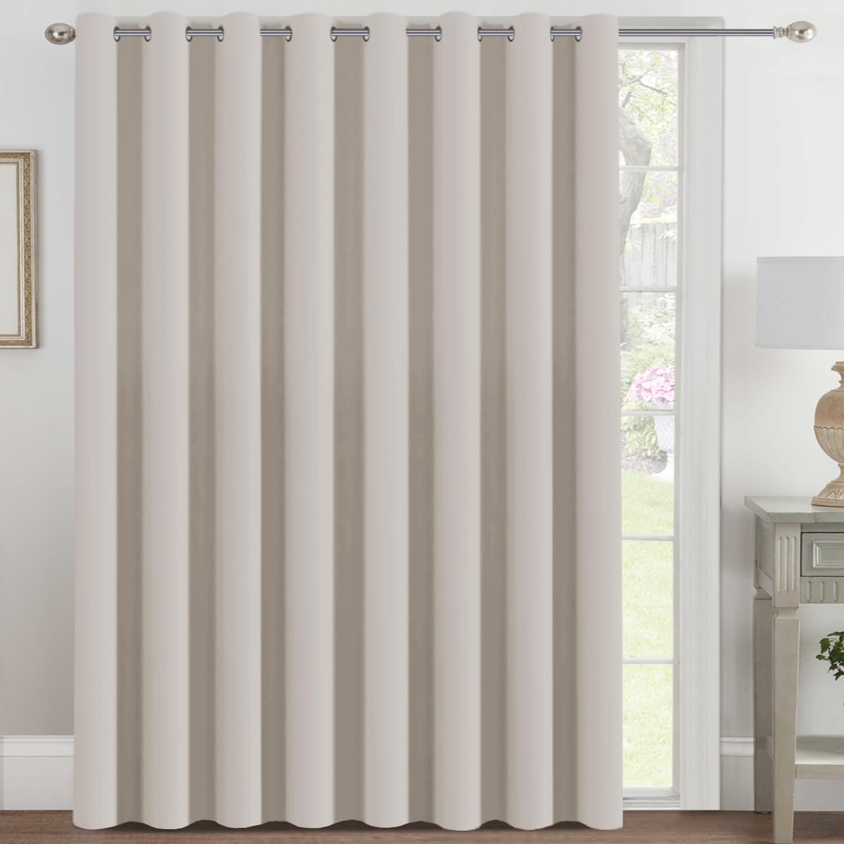 H.VERSAILTEX 100% Blackout Curtains for Bedroom Black Out Curtains 96 inch Thermal Insulated Long Blackout Curtains for Living Room, Energy Saving Curtains for Patio Door Grommet (1 Panel, Jet Black)