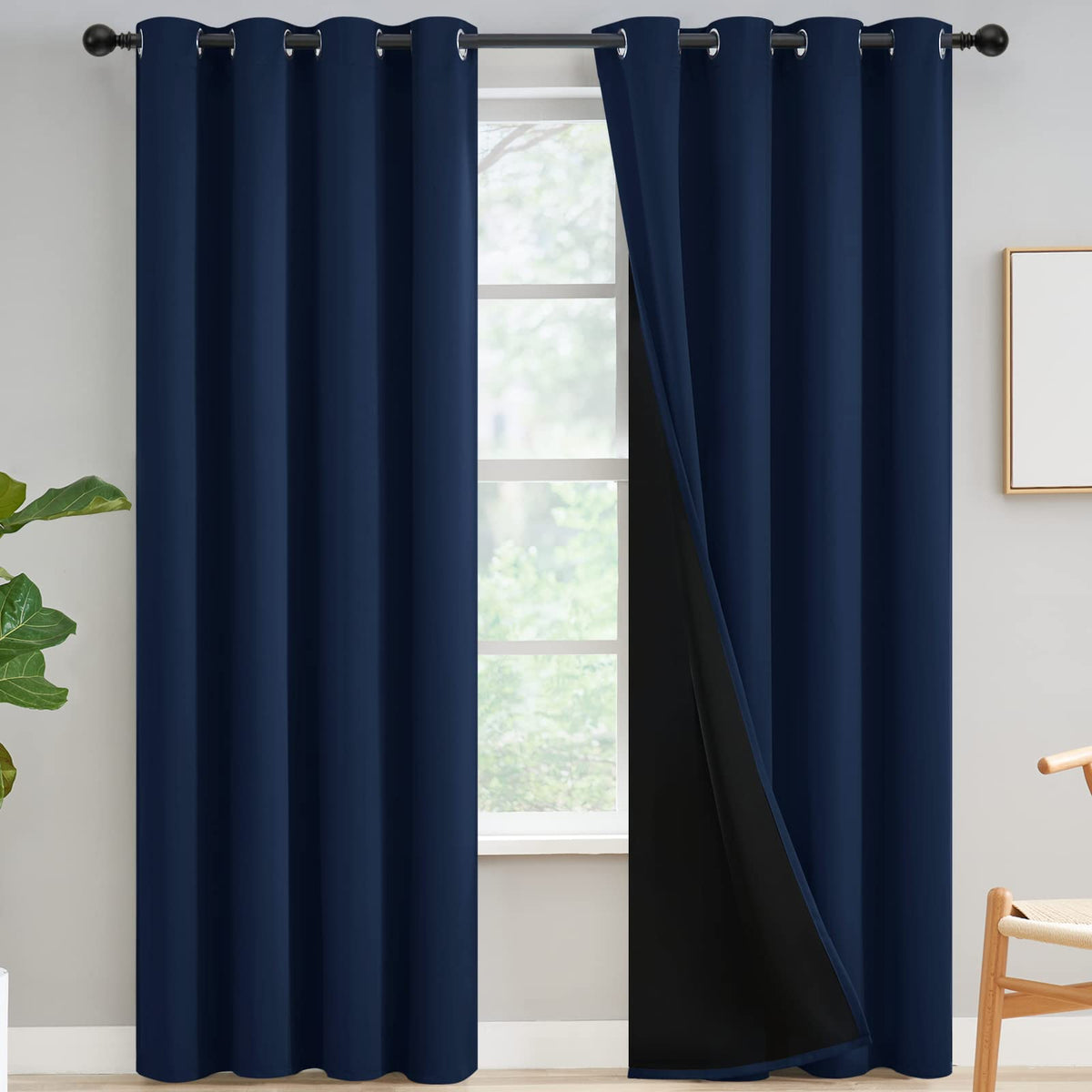 Yakamok Burgundy Red Blackout Curtains 84 inches Long for Bedroom 38" Wide