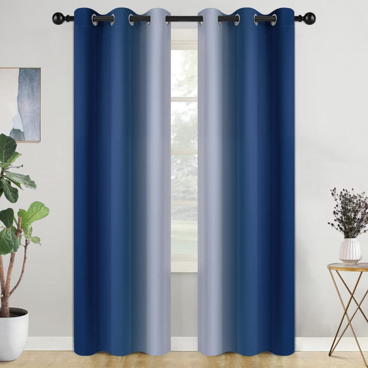 COSVIYA Grommet Room Darkening Ombre Purple Curtains W52xL63 inch