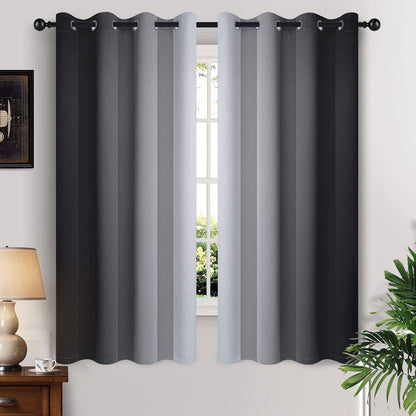 Yakamok Ombre Curtains Blue and Greyish White for Living Room,52Wx84L