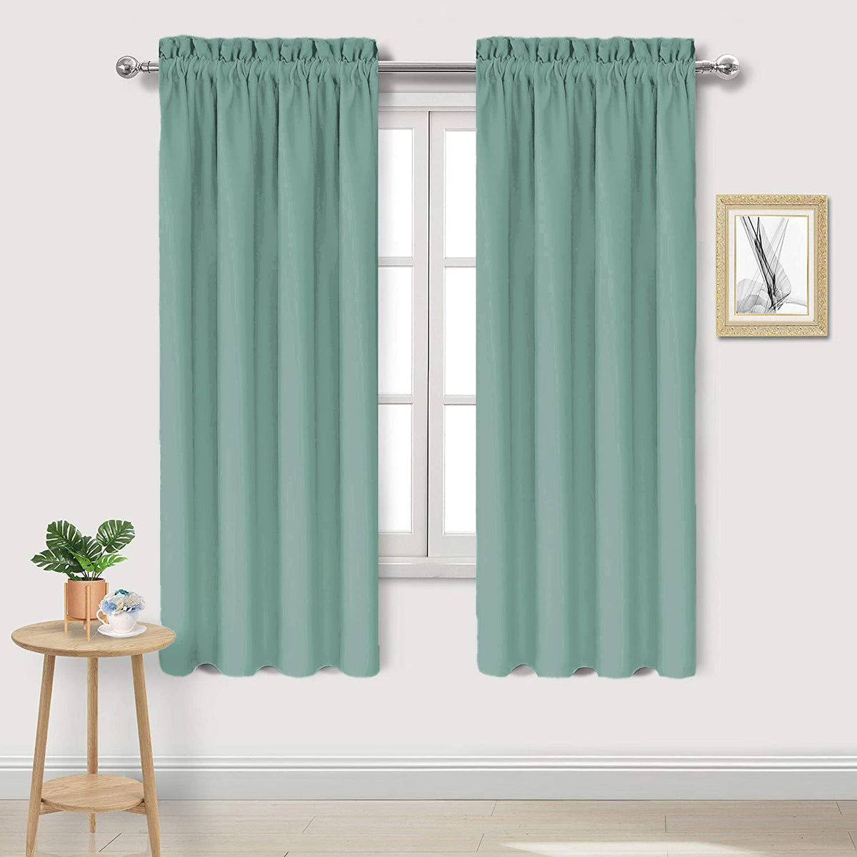 DWCN Blackout Curtains for Bedroom Living Room 42 x 63 Inch Long Black