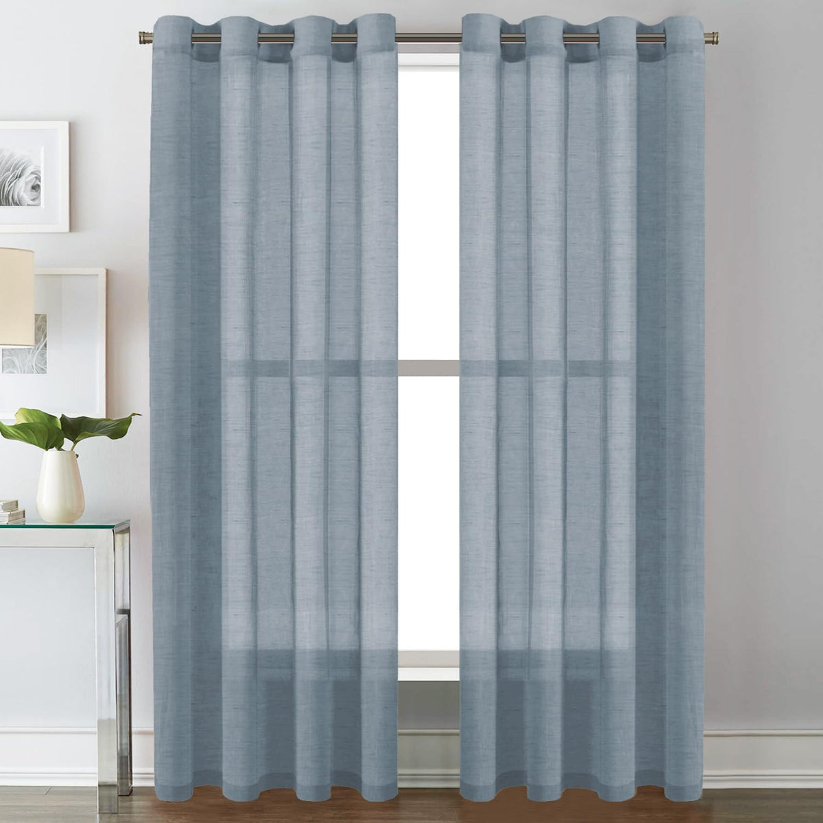 H.VERSAILTEX Natural Linen Sheer Curtains 84" 2 Panels Grommet
