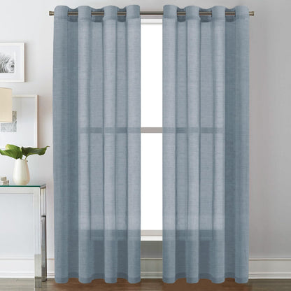 H.VERSAILTEX Natural Linen Sheer Curtains 84" 2 Panels Grommet