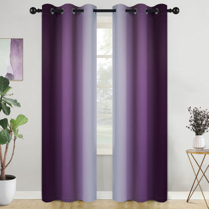 COSVIYA Grommet Room Darkening Ombre Purple Curtains W52xL63 inch