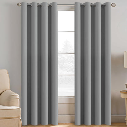 H.VERSAILTEX 100% Blackout Curtains for Bedroom Black Out Curtains 96 inch Thermal Insulated Long Blackout Curtains for Living Room, Energy Saving Curtains for Patio Door Grommet (1 Panel, Jet Black)