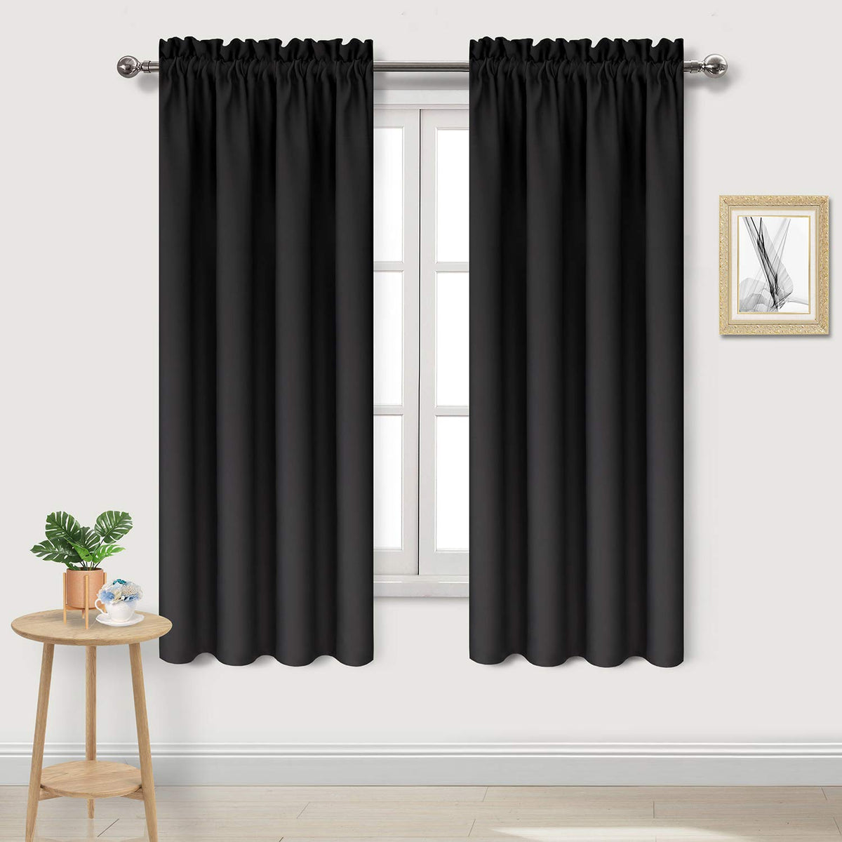 DWCN Blackout Curtains for Bedroom Living Room 42 x 63 Inch Long Black