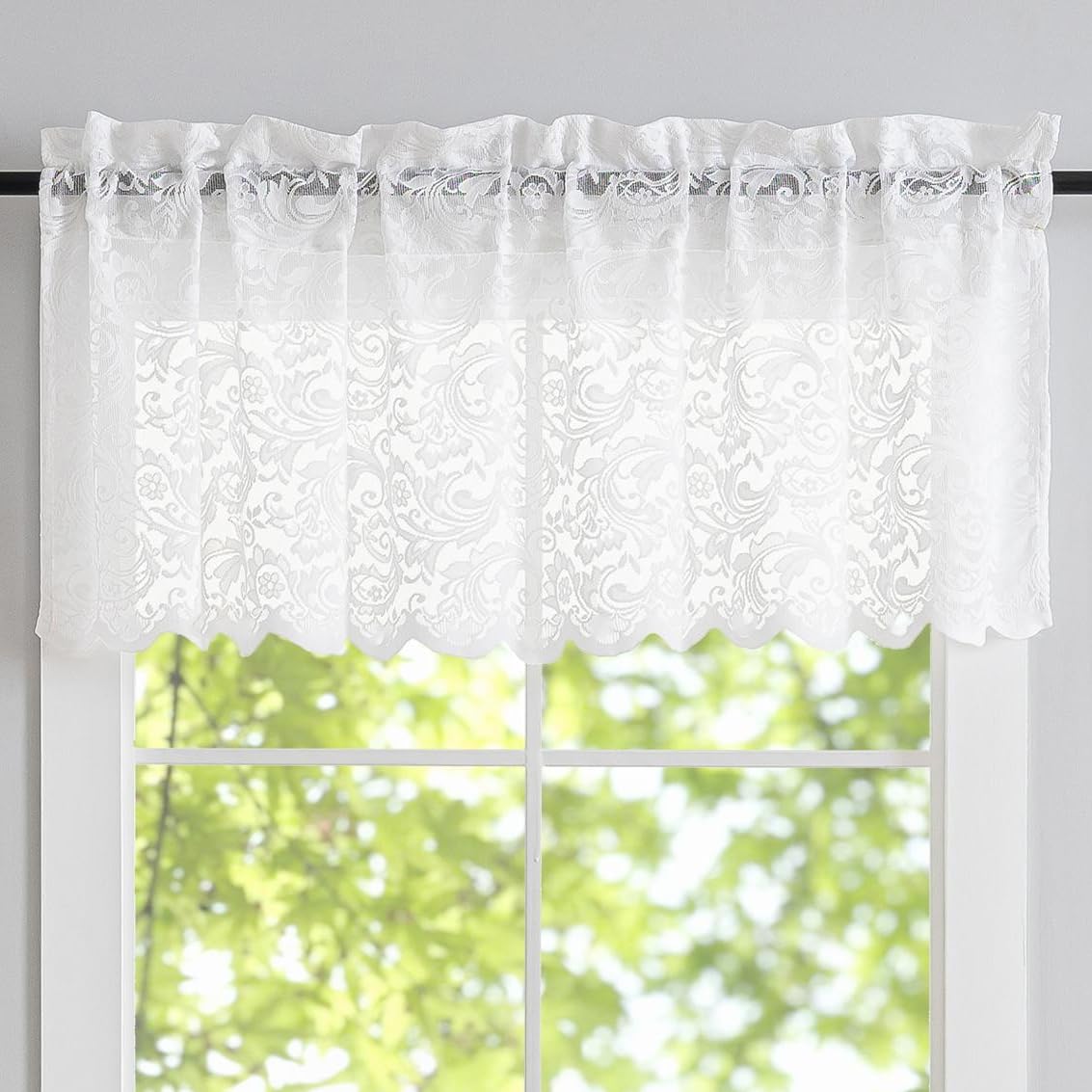 ALIGOGO Black Lace Curtains for Living Room, Gothic Decor, 52W x 84L Inch
