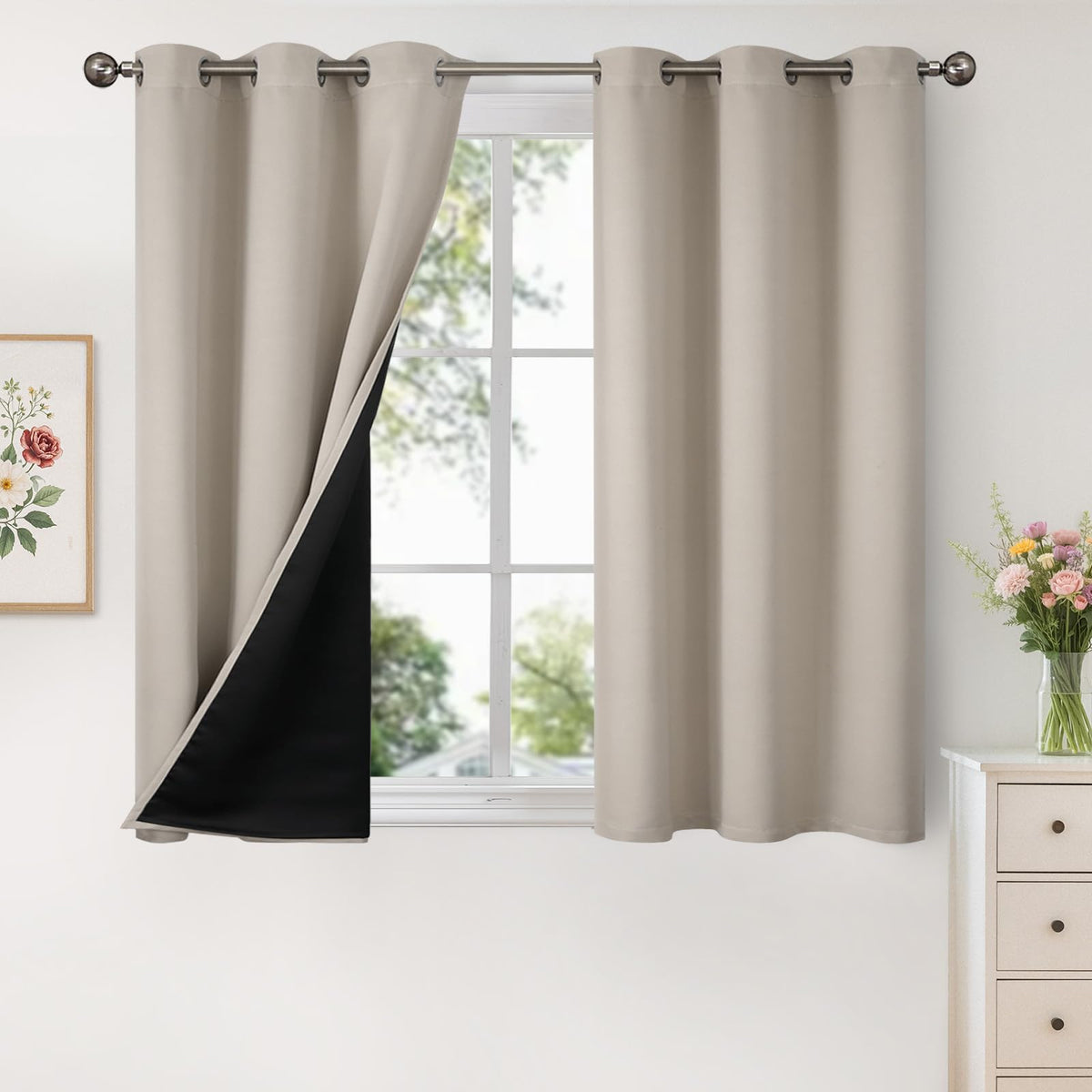 YoungsTex Black Blackout Curtains for Bedroom, Thermal Drapes Heat Blocking