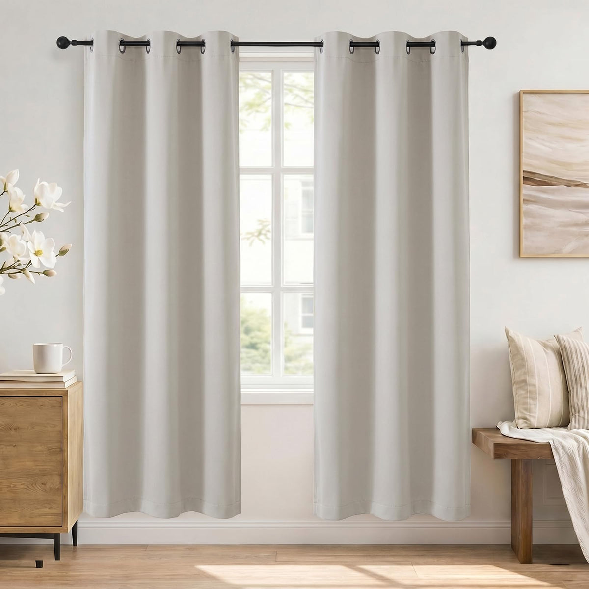 Simplebrand Sage Green Blackout Curtains 84 Inch Length 2 Panels Set for Bedroom/Living Room, Solid Room Darkening Thermal Insulated Grommet Energy Saving Window Treatment Drapes, Each 52" Wide
