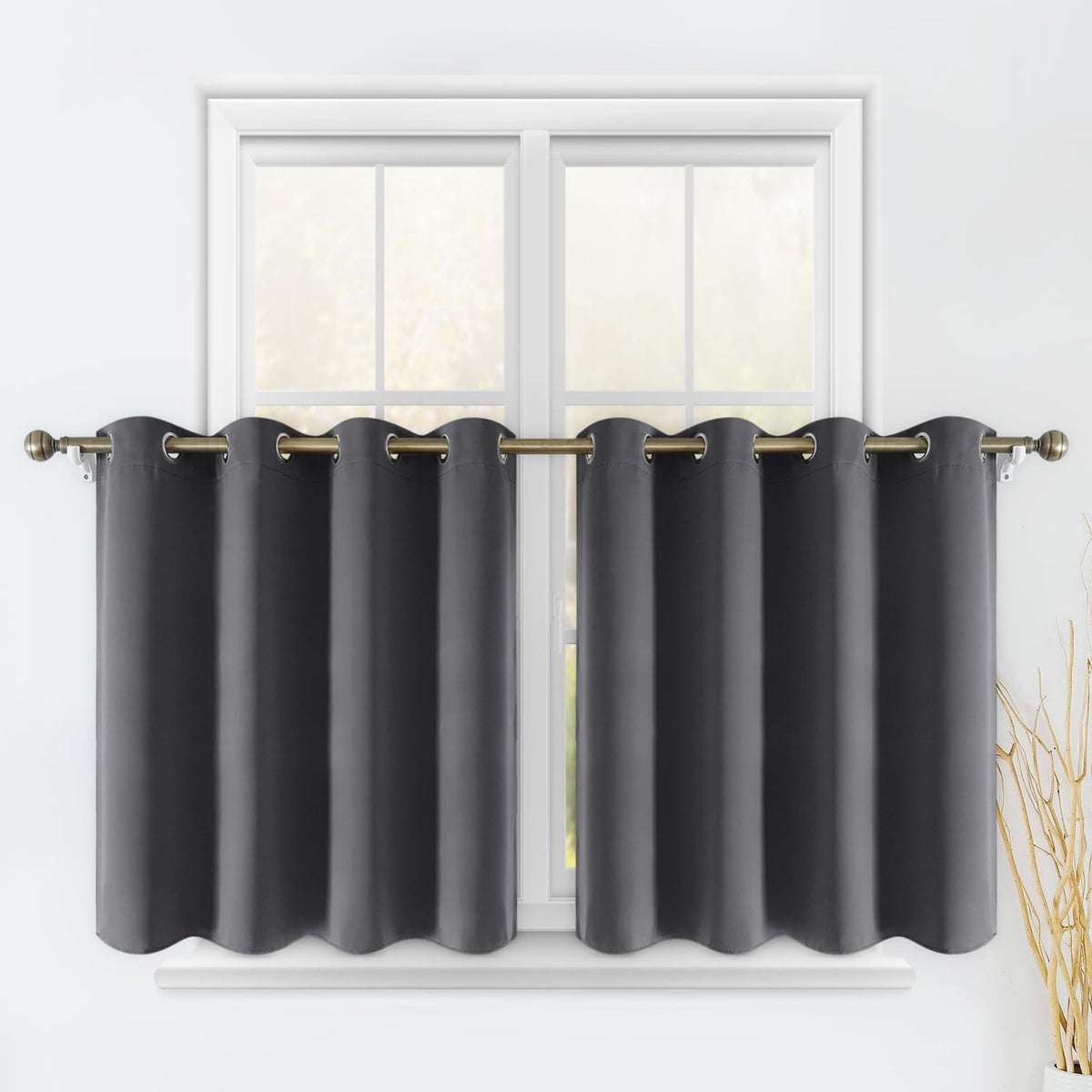 HOMEIDEAS Blackout Curtains for Bedroom 52 X 84 Inch Long 2 Panels Set Light Grey/Gray Room Darkening Curtains/Drapes, Soundproof Thermal Grommet Window Curtains for Living Room