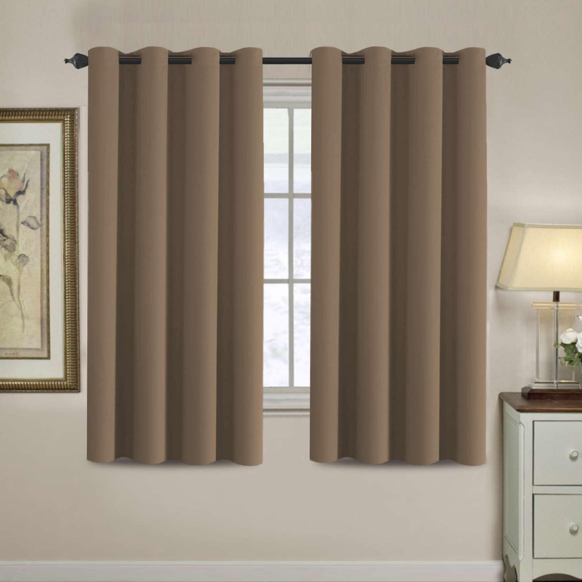 H.VERSAILTEX 100% Blackout Curtains for Bedroom Black Out Curtains 96 inch Thermal Insulated Long Blackout Curtains for Living Room, Energy Saving Curtains for Patio Door Grommet (1 Panel, Jet Black)
