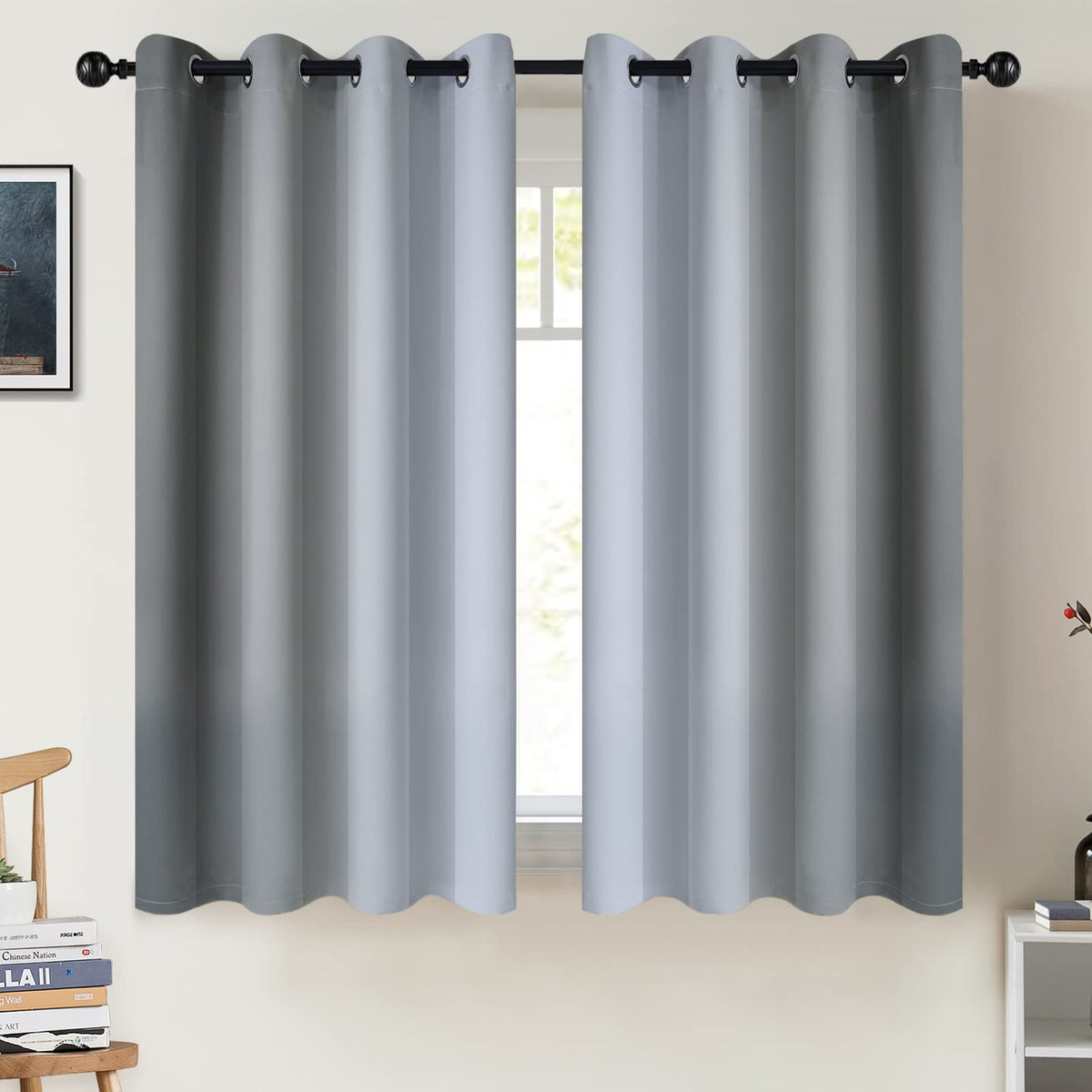 COSVIYA Grommet Room Darkening Ombre Purple Curtains W52xL63 inch