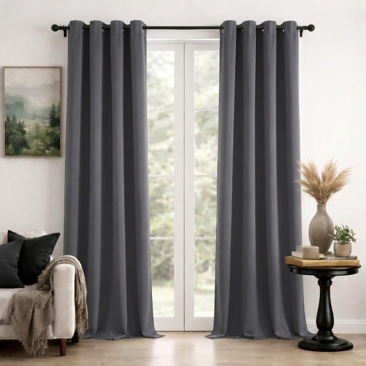 Simplebrand Sage Green Blackout Curtains 84 Inch Length 2 Panels Set for Bedroom/Living Room, Solid Room Darkening Thermal Insulated Grommet Energy Saving Window Treatment Drapes, Each 52" Wide