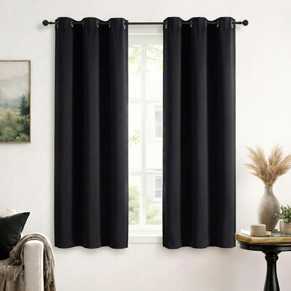 Simplebrand Sage Green Blackout Curtains 84 Inch Length 2 Panels Set for Bedroom/Living Room, Solid Room Darkening Thermal Insulated Grommet Energy Saving Window Treatment Drapes, Each 52" Wide