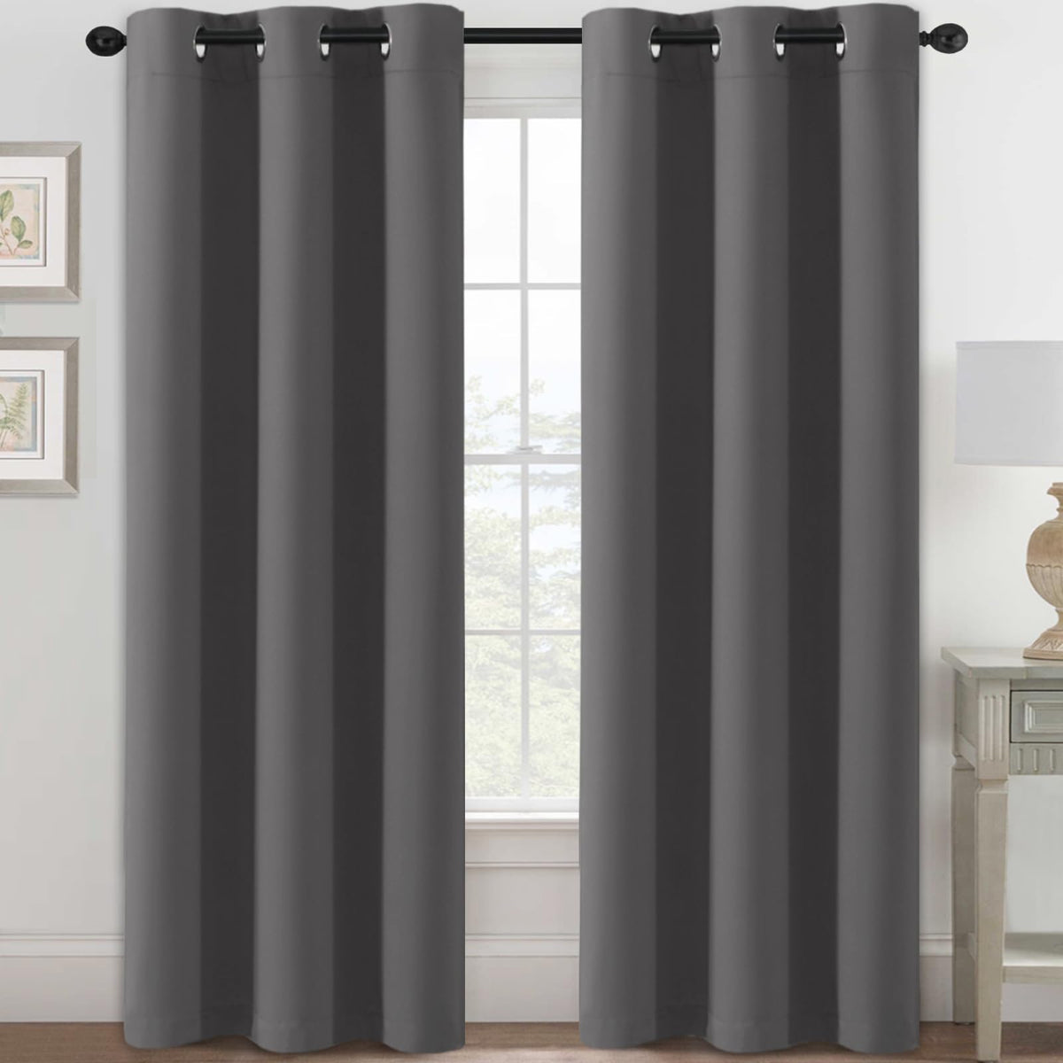 H.VERSAILTEX Blackout Curtains for Bedroom Thermal Insulated Room Darkening Living Room Curtains 63 Inch Long Grommet Privacy Protection Window Curtain Panels/Drapes for Nursery,2 Panels,Ivory/Cream