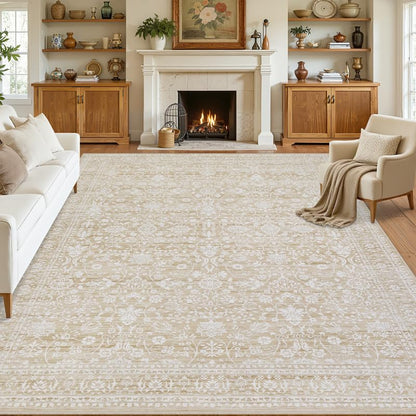 8x10 Area Rugs Living Room: Bedroom Neutral Washable Carpet Beige