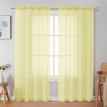Simplebrand Black Sheer Curtains 84 Inches Long 2 Panels for Living Room