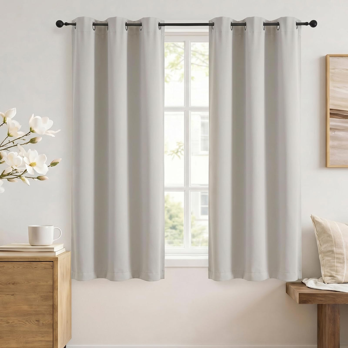 Simplebrand Sage Green Blackout Curtains 84 Inch Length 2 Panels Set for Bedroom/Living Room, Solid Room Darkening Thermal Insulated Grommet Energy Saving Window Treatment Drapes, Each 52" Wide