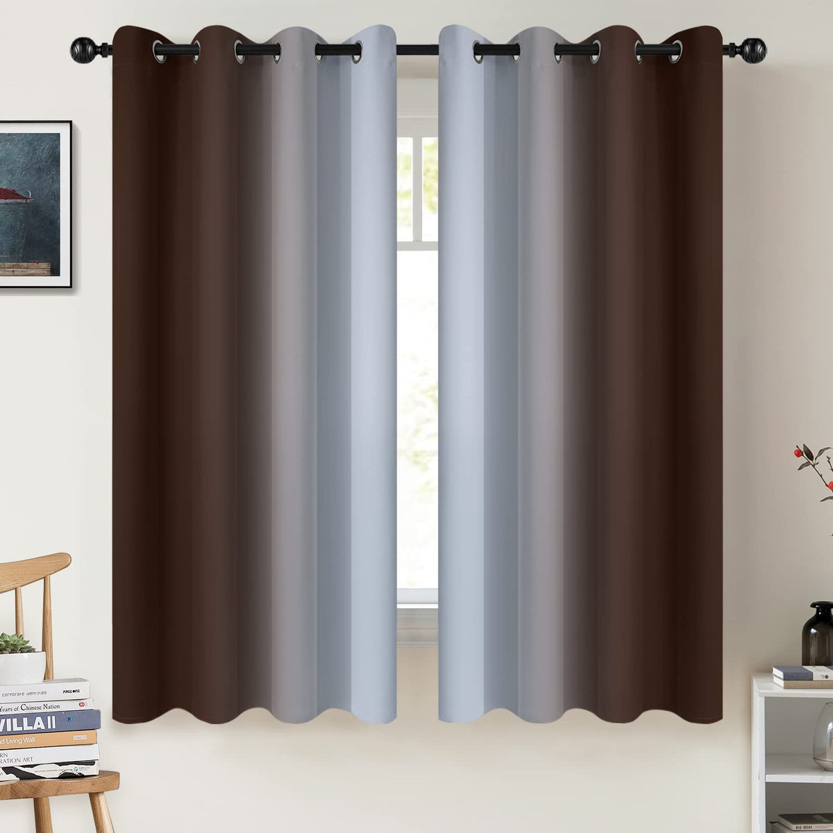 COSVIYA Grommet Room Darkening Ombre Purple Curtains W52xL63 inch