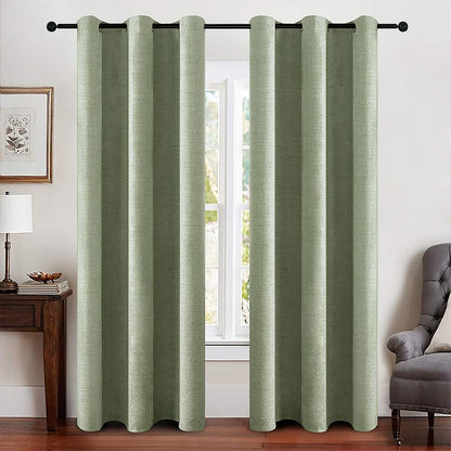 MIULEE 100% Blackout Linen Curtains for Bedroom 52x84 Inches Natural Beige