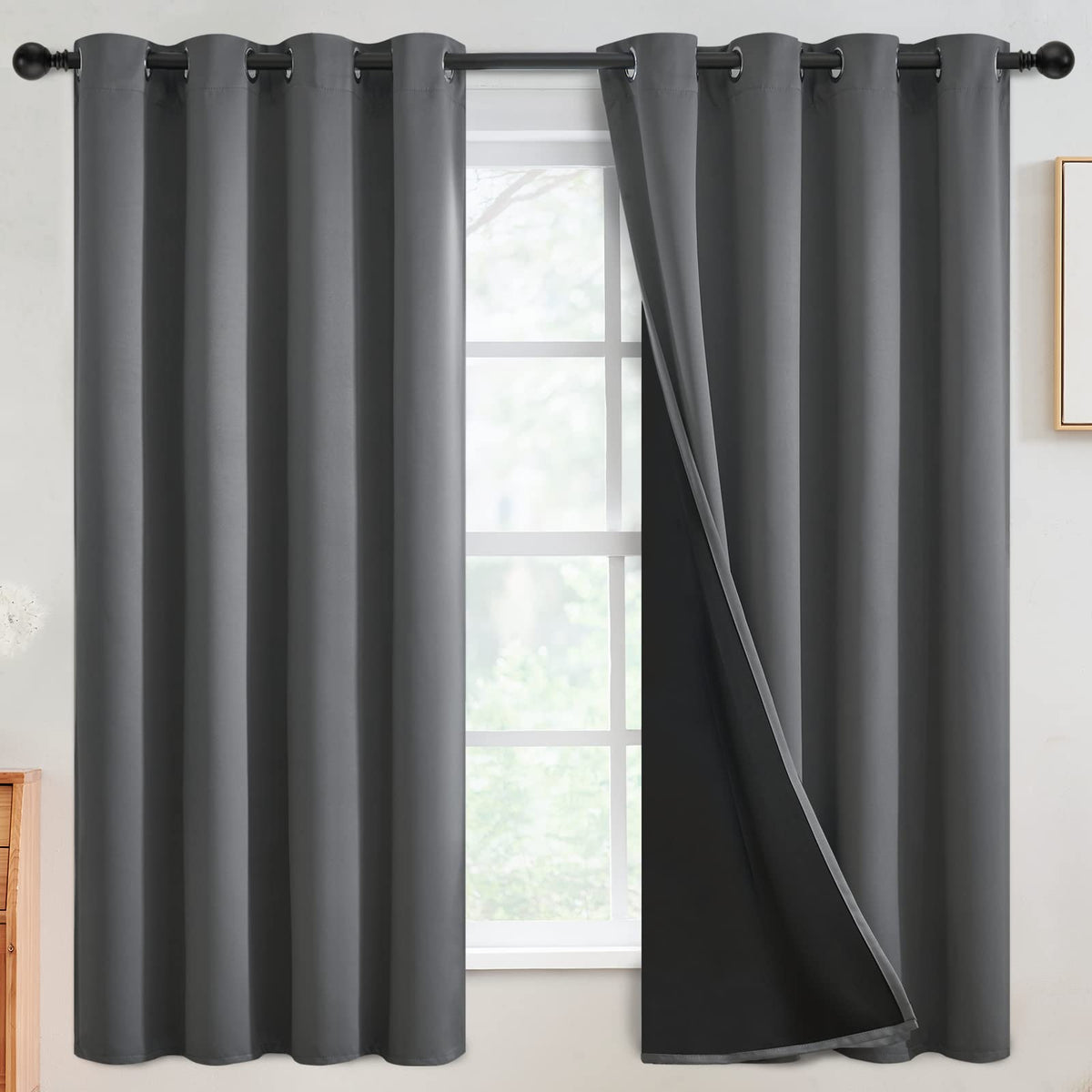SimpleHome Cream 100% Blackout Curtains Room Darkening Living Room 84 Inch