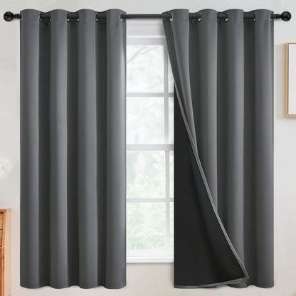 SimpleHome Cream 100% Blackout Curtains Room Darkening Living Room 84 Inch