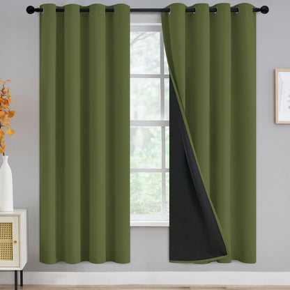 Yakamok Burgundy Red Blackout Curtains 84 inches Long for Bedroom 38" Wide