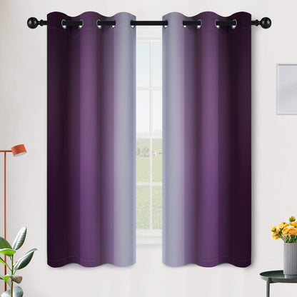 SimpleHome Ombre Black to Grey White Curtains for Living Room 52Wx84L