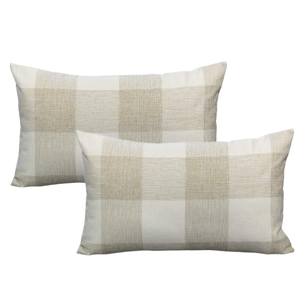 VAKADO Outdoor Plaid Throw Pillow Covers 18x18 Set of 2, Black & White