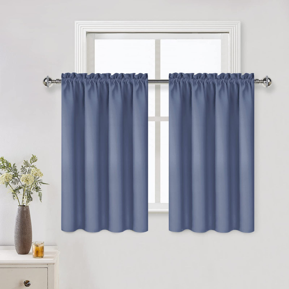 DWCN Blackout Curtains for Bedroom Living Room 42 x 63 Inch Long Black
