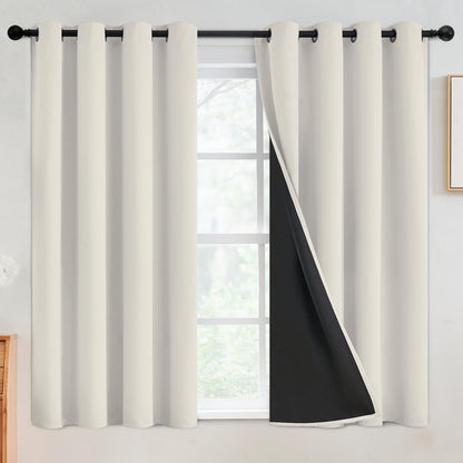 SimpleHome Cream 100% Blackout Curtains Room Darkening Living Room 84 Inch