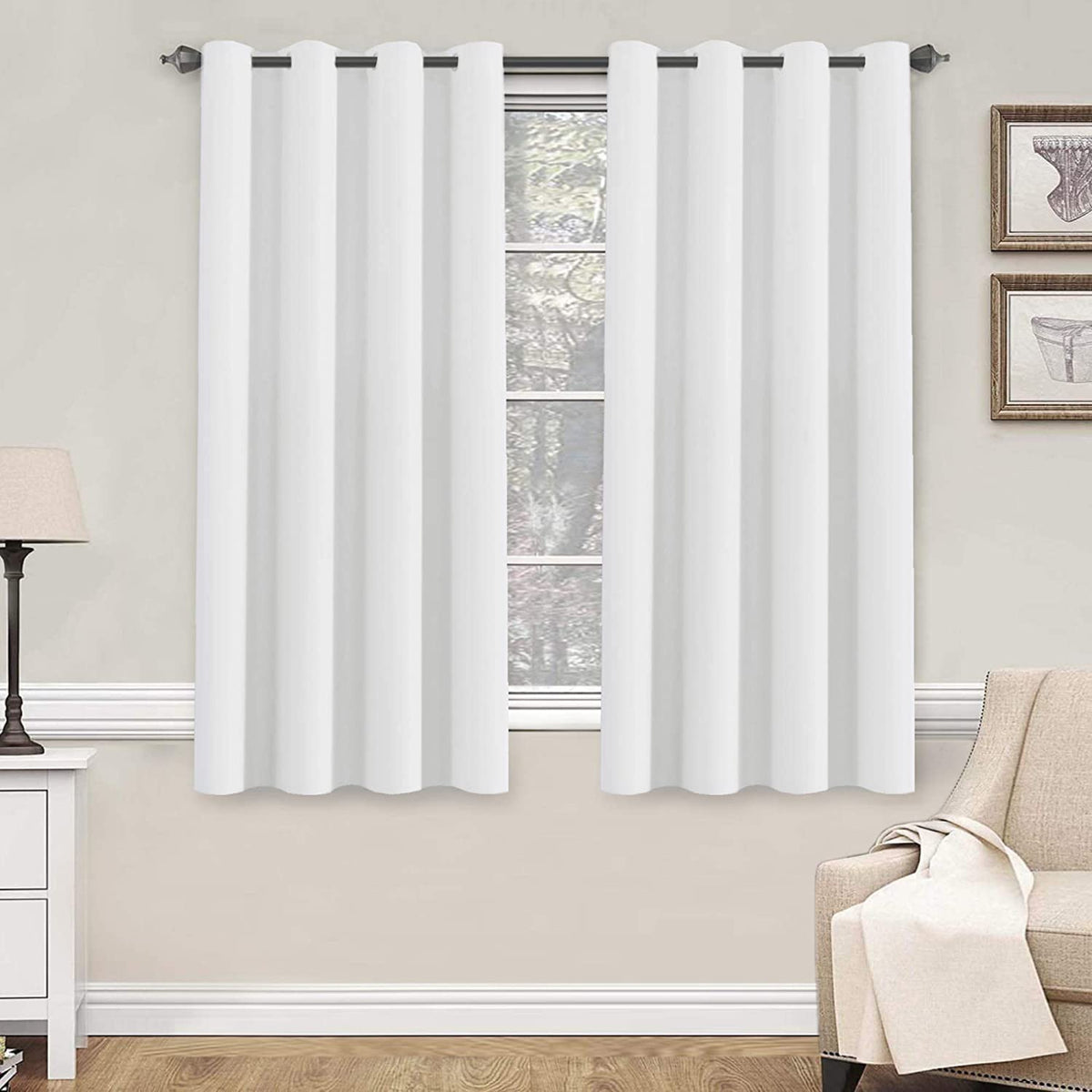 H.VERSAILTEX Blackout Curtains for Bedroom Thermal Insulated Room Darkening Living Room Curtains 63 Inch Long Grommet Privacy Protection Window Curtain Panels/Drapes for Nursery,2 Panels,Ivory/Cream