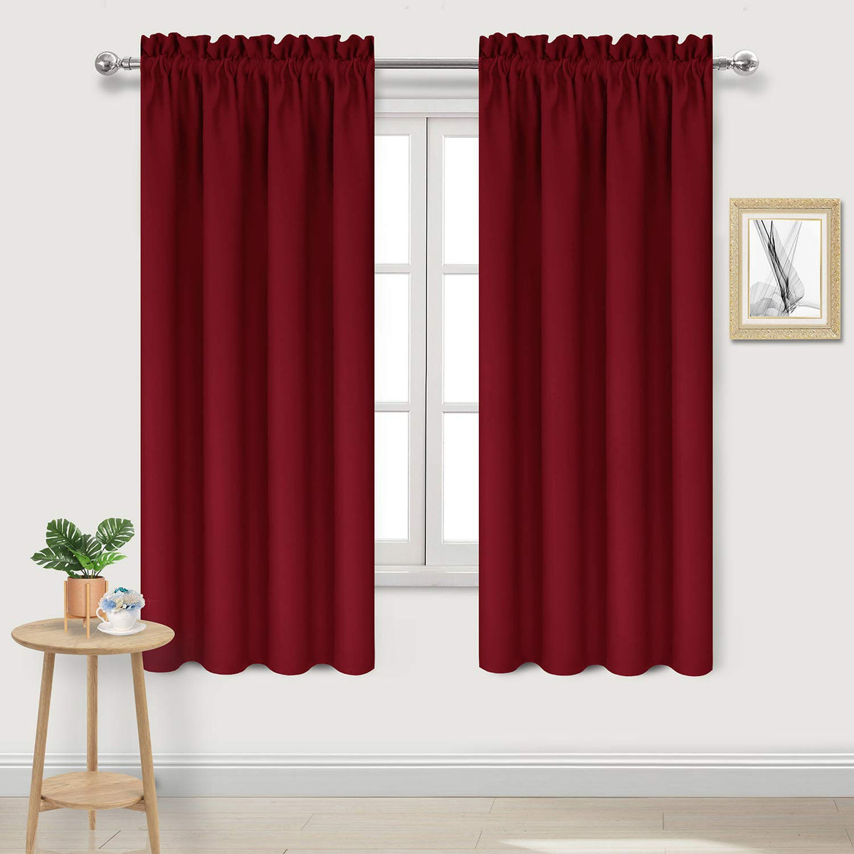 DWCN Blackout Curtains for Bedroom Living Room 42 x 63 Inch Long Black