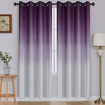 SimpleHome Ombre Black to Grey White Curtains for Living Room 52Wx84L