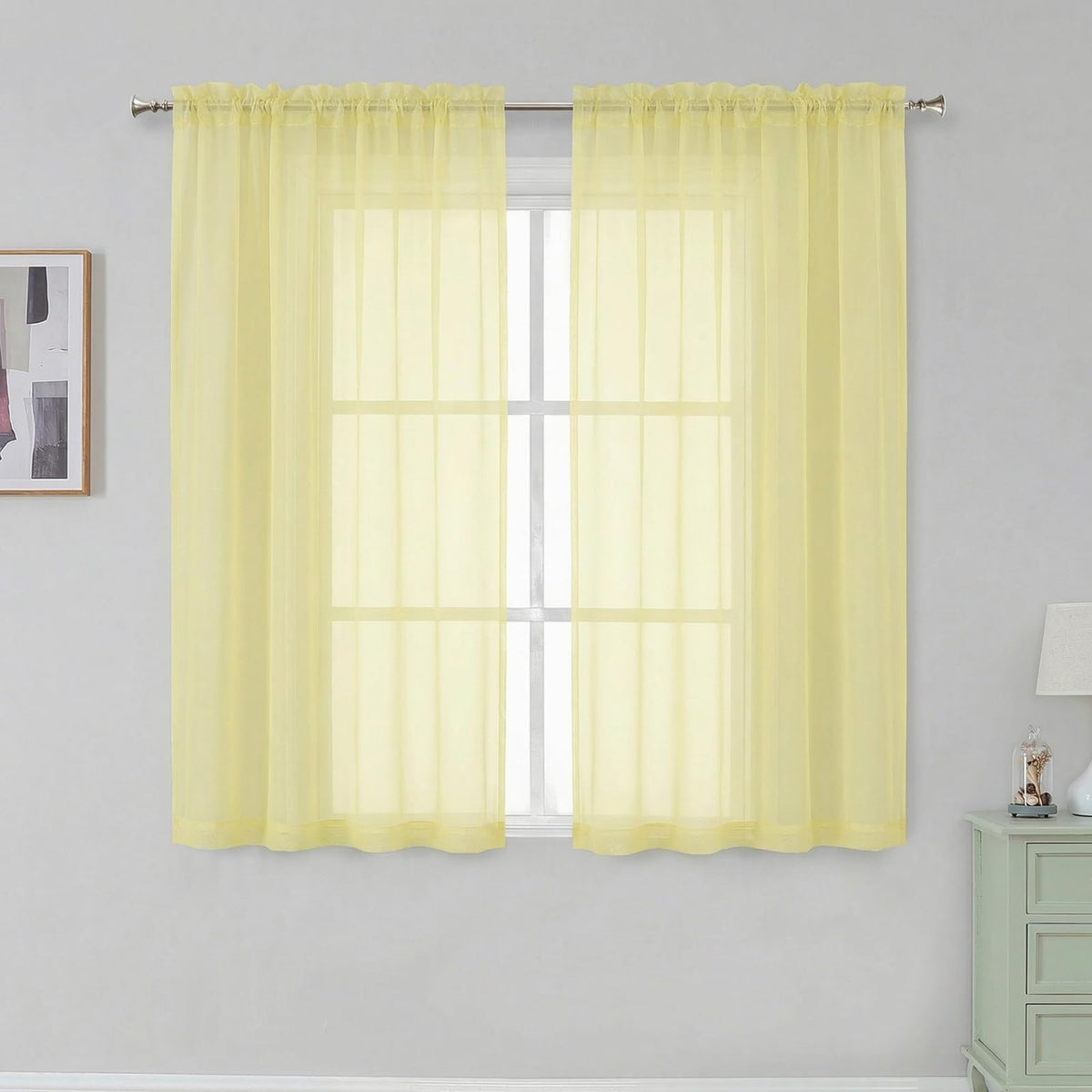 Simplebrand Black Sheer Curtains 84 Inches Long 2 Panels for Living Room