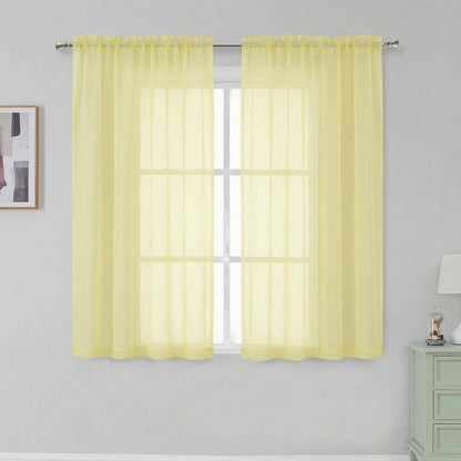 Simplebrand Black Sheer Curtains 84 Inches Long 2 Panels for Living Room